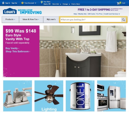 ※Picture:Screen shot of Lowe's's official Website