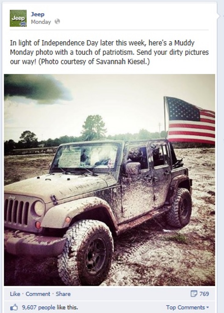 Picture:Screen shot of Jeep's official facebook page