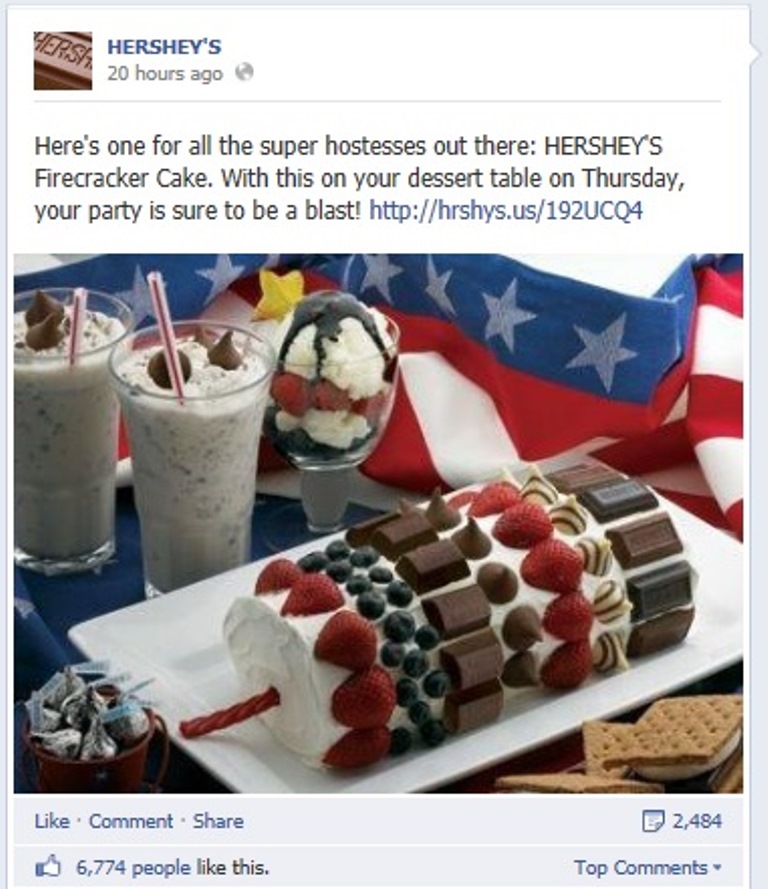 Picture:Screen shot of HERSHEY'S's official facebook page