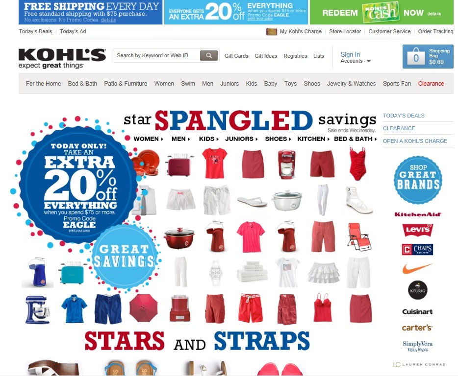 Picture:Screen shot of Kohl's website