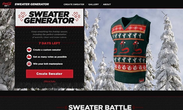 ※Picture:Screenshot of coke zero sweater generator